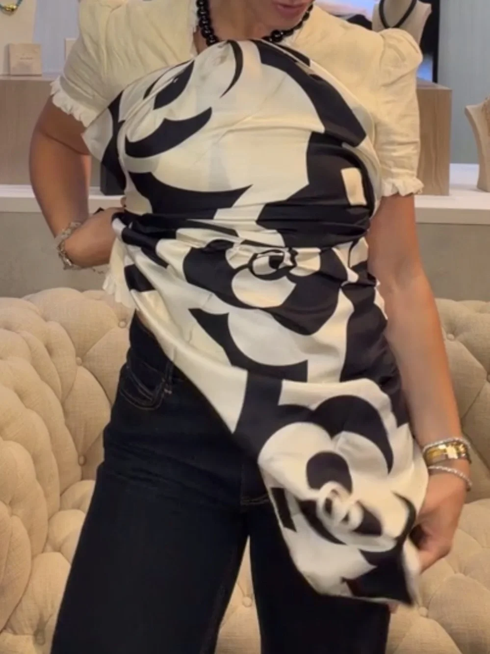 Carolina Lemke Nocturne Bloom Silk Scarf With Hand Rolled Edge